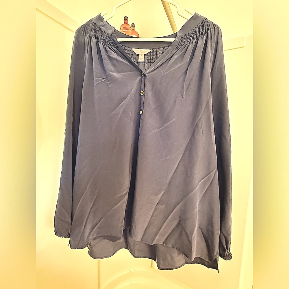 Lilly Pulitzer Elsa silk top (navy)